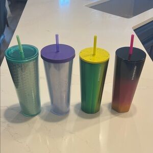 Starbucks Like New Vibrant Tumbler Collection with Straws - Set of 4